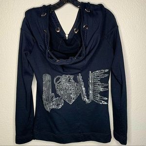 Lauren Moshi LOVE Zip Up Jacket Large Grommet